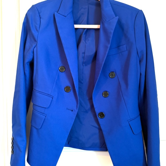 Express Royal Cobalt Blue Blazer Jacket Tailored Cinched Structured Waist Size 4 - Picture 1 of 6